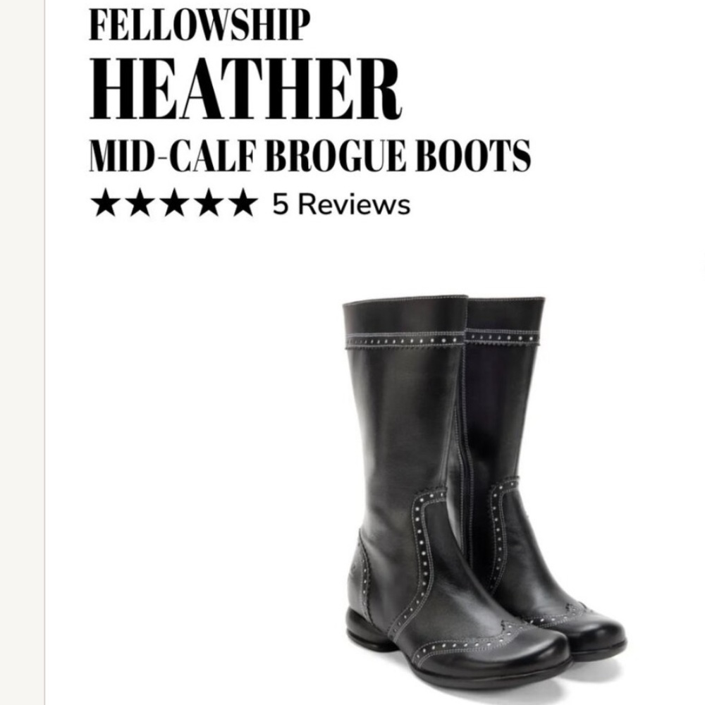 Fellowship Heather Mid-Calf Brogue Boots black woman’s 7.5